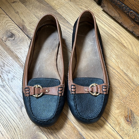 Aerosoles Stitch n Turn Black Brown Flats - Picture 1 of 3